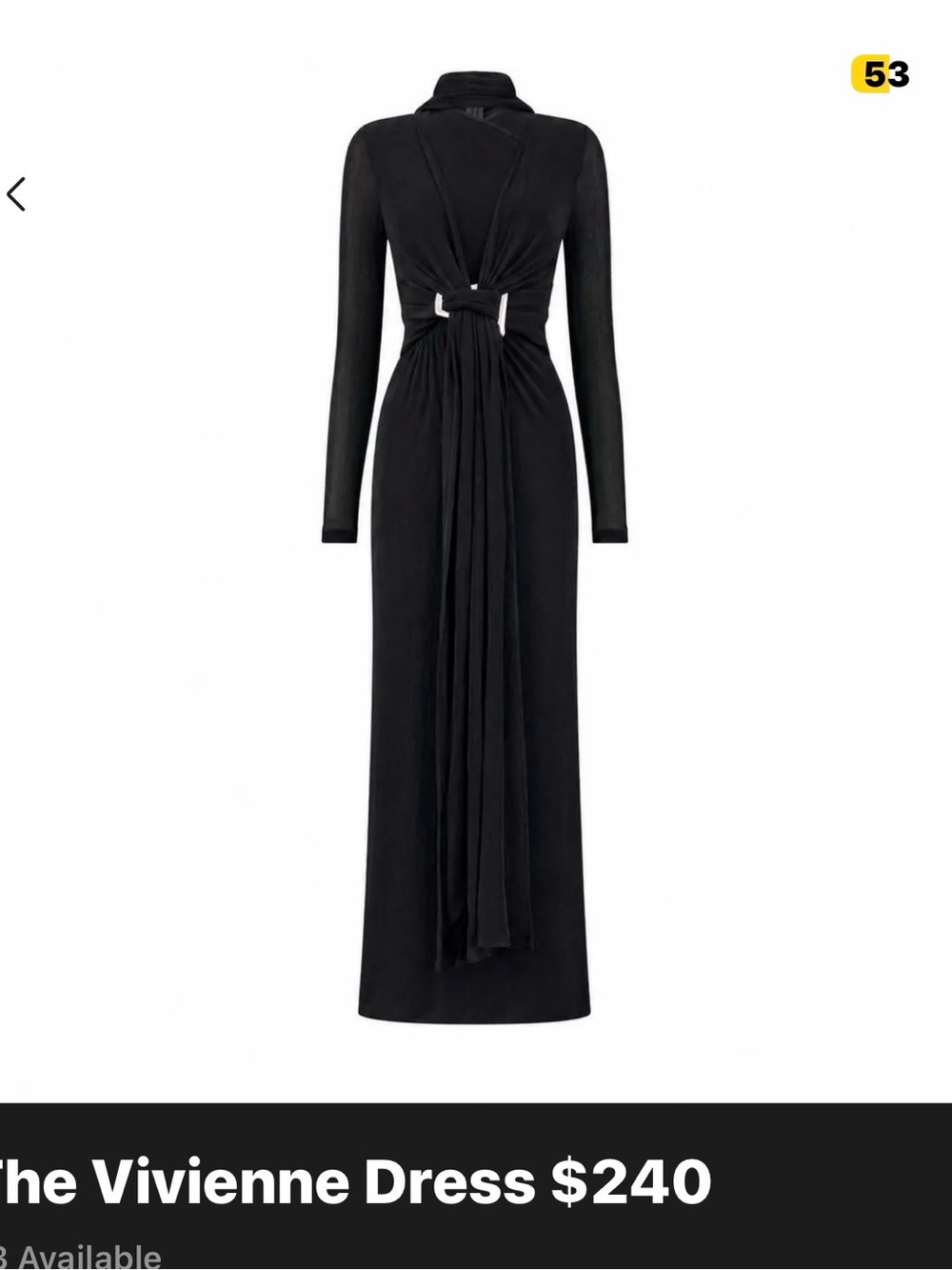 Vivienne Black Long-Sleeve Draped Maxi Dress